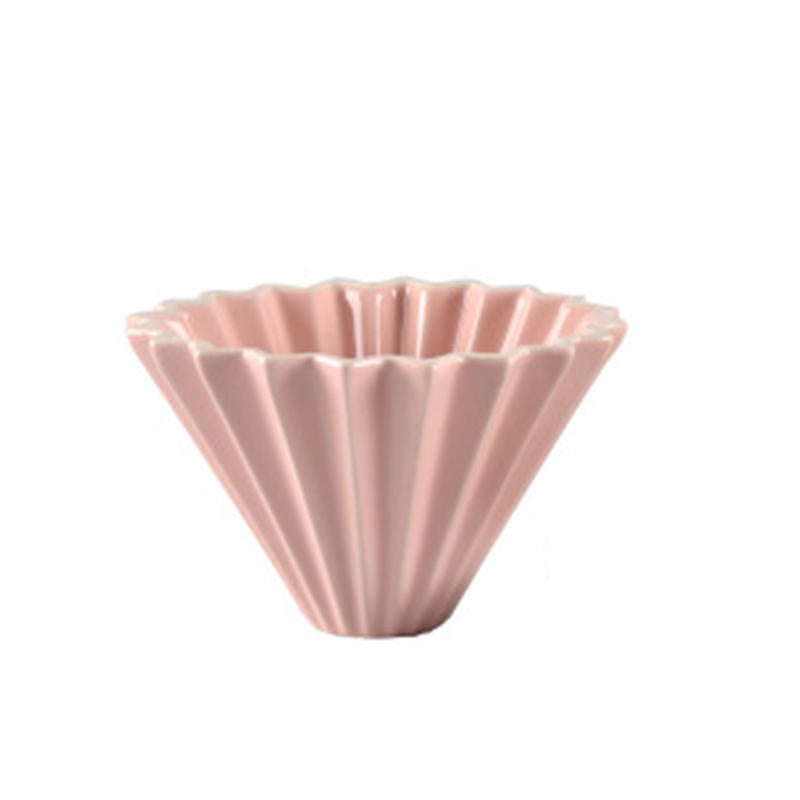 1PC Ceramics Origami Sytle V60 Filter Cup Coffee Dripper 1-2cups For Barista Ceramic Filter Cup PINK COLOR