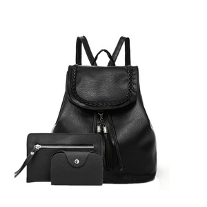 1Set Simple Composite Bag Women PU Leather Backpack Women Bags Shoulder Bags for Teenage School Backpack Rucksack Mochila