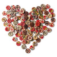 2 Bags Round Pattern Wooden Button Mixed 2 Hole Natural Sewing Children Handmade Clothes Buttons