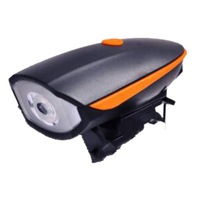2 in 1 Bike Light LED Flashlight with Bell Horn Road Cycling Headlight Bicycle Accessories Charging orange