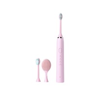 2-In-1 Facial Cleaning Acoustic Electric Toothbrush Charging Toothbrush - Pink