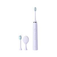2-In-1 Facial Cleaning Acoustic Electric Toothbrush Charging Toothbrush - White