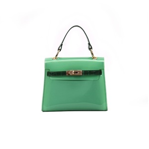 2 in 1 Jelly Color Plastic + Crocodile Texture PU Leather Single Shoulder Bag Ladies Handbag Messenger Bag (Green)