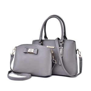 2 in 1 PU Leather Litchi Texture Women's Handbag Single-shoulder Bag Messenger Bag (Gray)