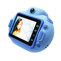 2 Inches IPS HD Screen Toy Camera Cartoon Portable SLR HD Children's Digital Camera for Children Birthday Gift-Blue