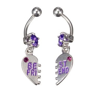 2 Pair Crystal Best Friend Navel Belly Button Rings Piercing Jewelry