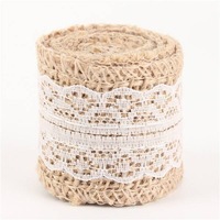 2 pcs 1m Natural Jute Burlap Lace Trim Ribbon DIY Sewing Craft Wedding Christmas Gift Decoration