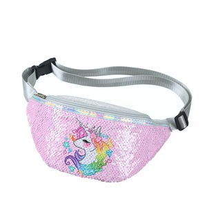 2 Pcs Cartoon Unicorn Waist Bag For Women/Girl Children Glitter Shoulder Belt Bags Kids Phone Pouch Sequins Fashion Pink Fanny Pack