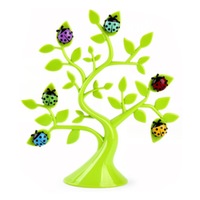 2 PCS Creative Ladybug Tree Shape Refrigerator Whiteboard Magnets Desktop Message Stickers Memo Clip Holder Home Office Decoration(Green)