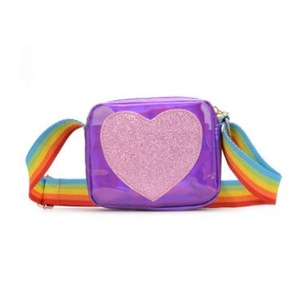 2 Pcs Cute Children's mini Crossbody Bag PU Leather Rainbow Love Girls Princess Coin Purse Baby Kids Shoulder Bag Small Square Bags