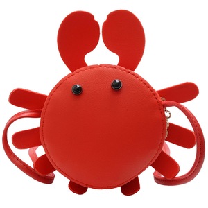 2 Pcs Cute Crab Children Mini Crossbody Bags Lovely Kids Accessories Coin Purse Handbags Fashion PU Leather Baby Girls Shoulder Bag