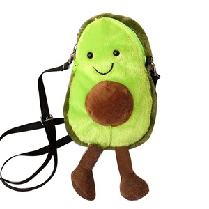 2 Pcs Cute Stuffed Avocado Bag Girls Cross Body Cartoon Fruit Bag Plush Shoulder Over Bags Satchel Bag Handbag With Zipper For Girl