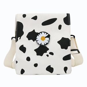 2 Pcs Fashion Cow Milk Print Crossbody Bag Fashion Exquisite Shopping Bag Women Canvas Casual Daisy Shoulder Pouch