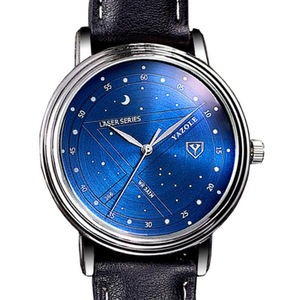 2 Pcs Fashion Men Quartz Watch Casual Stars Pattern Dial Wrist Watch