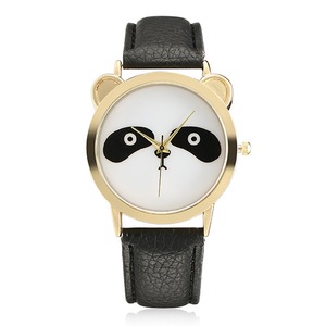 2 Pcs Fashion Panda Unique Women Quartz Watch Leather Women Men Wrist Watch