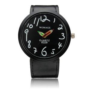 2 Pcs Fashion Style PU Leather Band Pencil Analog Wrist Watch