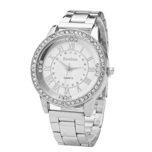 2 Pcs Diamonds Ladies Wrist Watch Stainless Steel Strap Quartz Wristwatch - 1