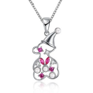 2 Pcs Hollow Snowman Pendant Zirconia Necklace Fashion Jewelry Christmas Gift for Women Girl SILVER COLOUR
