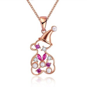 2 Pcs Hollow Snowman Pendant Zirconia Necklace Fashion Jewelry Christmas Gift for Women Girl ROSE GOLD COLOUR