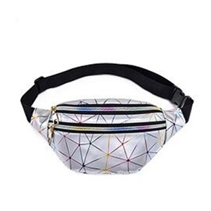 2 Pcs Holographic Waist Bags Women Silver Fanny Pack Female Belt Bag Black Geometric Waist Packs Laser Chest Phone Pouch