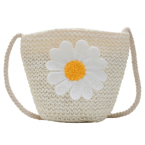 2 Pcs Lovely Baby Girls Mini Crossbody Bags Sun Flower Straw Children Coin Purse Handbags Cute Cartoon Princess Small Shoulder Bag