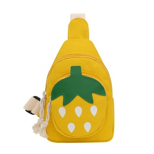 2 Pcs Lovely Children Cartoon Strawberry Chest Bag Casual Canvas Boys Girls Small Shoulder Bags Cute Baby Messenger Bag Purse Handbags