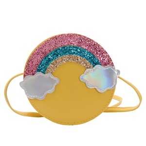 2 Pcs Lovely Children's Crossbody Bags for Boys Girls Rainbow Cloud Sequin Baby Kids Small Round Shoulder Bag Accessories Coin Purse
