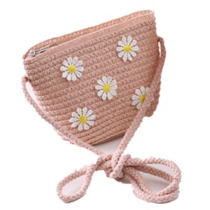 2 Pcs Lovely Children Summer Straw Small Crossbody Bags Set Princess Baby Girls Mini Beach Shoulder Bag Daisy Kids Purse Coin Wallet