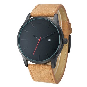 2 Pcs Male Business Casual Quartz Wrist Watch with Leather Watch Strap Gifts