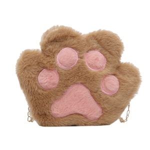 2 Pcs New Children's Coin Purse Cute Bear Paw Plush Chain Zipper Messenger Bag Lovely Girls Accessories Shoulder Bag Kids Purse