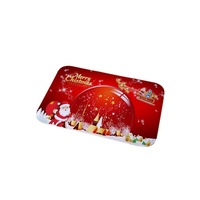 2 Pcs New Christmas Snowman Printed Soft Flannel Floor Mat Bathroom Anti Slip Mat Rug red_40*60cm