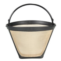 2 pcs Permanent Reusable #4 Cone Shape Coffee Filter Mesh Basket Gold Tone Coffee Accessories