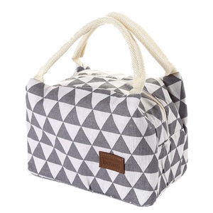 2 Pcs Portable Grid pattern Lunch Bag For Women Kids Men Insulated Canvas Box Tote Bag Thermal Cooler Food bag