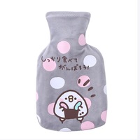 2 Pcs Portable Medium Size Cute Explosion-proof Hot Water Bottle Water Heating Water Bag Detachable Plush Coat Hand Warmers Chicken gray