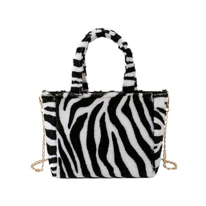 2 Pcs Portable Women Plush Shoulder Bag Large Capacity Zebra Women Messenger Handbag Fashion Exquisite Shopping Bag