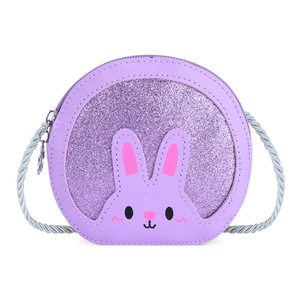 2 Pcs PU Leather Children Coin Purse Baby Girls Sequin Small Round Crossbody Bags Fashion Cute Bunny Kids Mini Shoulder Bag