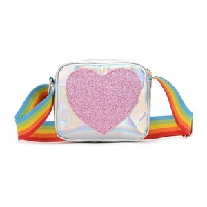 2 Pcs Rainbow Love Little Girls Mini Coin Purse Lovely Children's Small Square Shoulder Bags PU Leather Baby Boys Kids Crossbody Bag