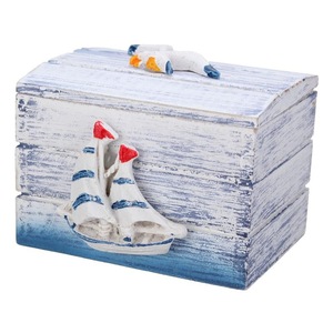 2 Pcs Sea Style Wooden Necklace Earrings Ring Jewelry Storage Box BOAT TYPE