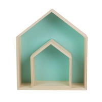 2 PCS / Set House Style Children Room Wood Partition Rack(Mint Green)