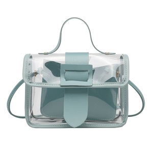 2 Pcs Spring Summer Fashion Women's Transparent Square Sling Bag Cool Shoulder Bag Messenger Bag Mobile Sweet Lady Bag