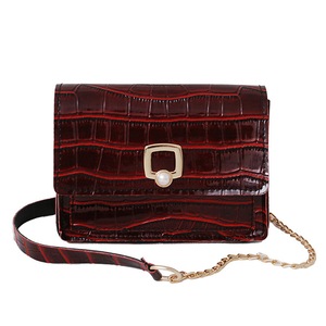 2 Pcs Stone PU Solid Pearl Hasp Shoulder Bag Fashion Lady Messenger Purse Chain Clutch Popular Simple Female Daily Bag