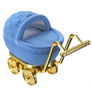 2 Pcs Velvet Stroller Shaped Rings Organizer Box Jewelry Storage Case