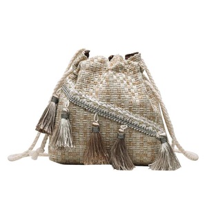 2 Pcs Vintage Women Weaving Tassel Shoulder Bag Messenger bag Crossbody Bags Girls Cute Handle Straw bags
