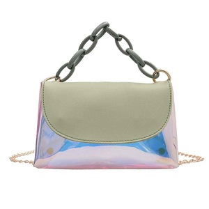 2 Pcs Women Chain Messenger Crossbody Bag Fashion Laser Pu Leather Girls Small Shoulder Handbag Purse