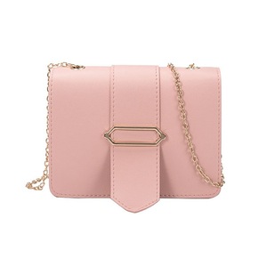2 Pcs Women Fashion Chain Design Single-shoulder Crossbody Bag Casual Mini Square Bag Pink