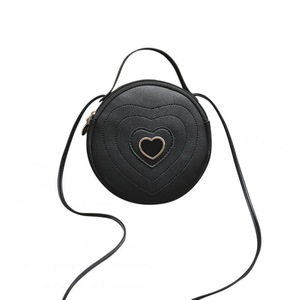 2 Pcs Women Fashion Elegant Round Solid Color Shoulder Bag Crossbody Bag black