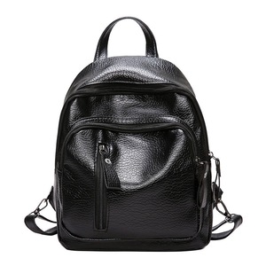 2 Pcs Women's Backpack PU Leather Travel Shoulder Bag Black School Bag Girl Multifunctional Small School Backpack for Women