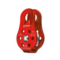 20KN Outdoor Double Axis Double Pulley Rock Climbing Crossing Cable Pulley Aerial Work Lifting Pulley Belay RED COLOR