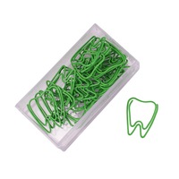 20pcs/boxes Green Cute Supplies Paper Clips Memo Gifts Stationery Bookmarks Tooth Shape Paper Clips Ticket Clip School Supplies Gifts