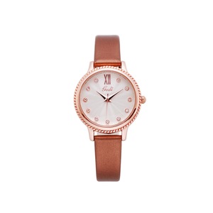21.5cm 13008# Waterproof Korean Coffee Belt Female Watch Fashion Cute Round Watch Sweet Shiny Watch